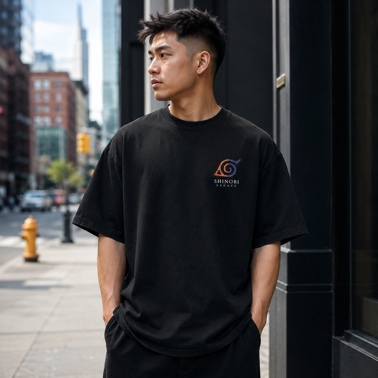 Black t-shirt with Naruto Uzumaki Naruto Fire And Shadow graphic – photo 4
