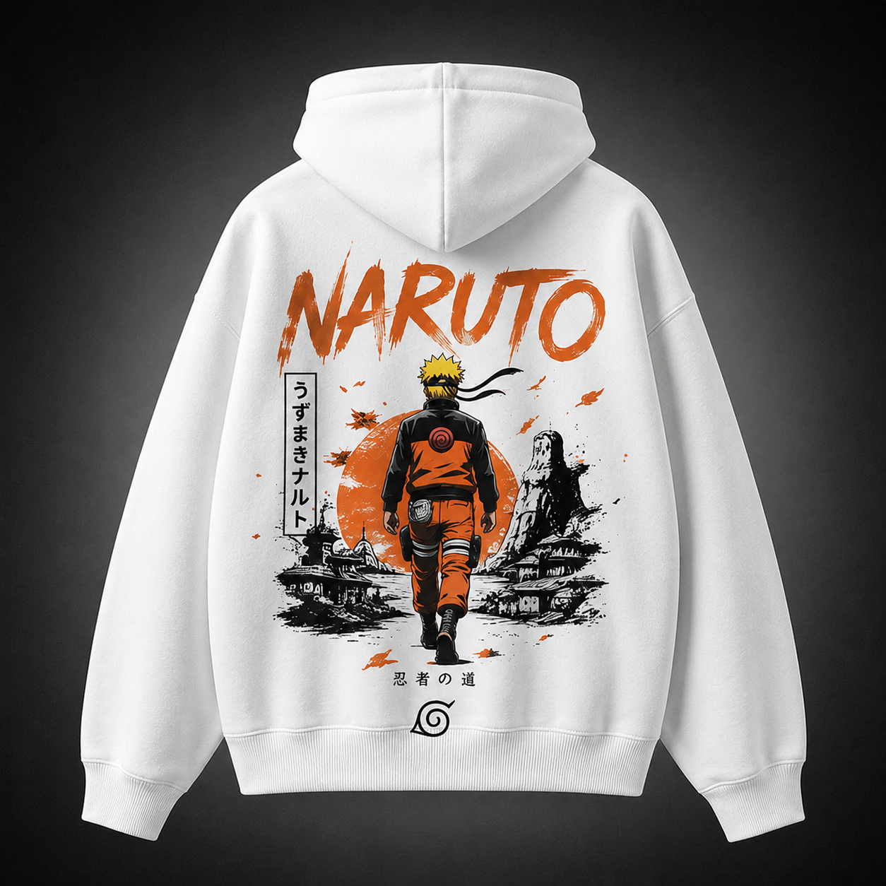 White hoodie with Naruto Uzumaki Naruto Ninja Way Sunset graphic – photo 1