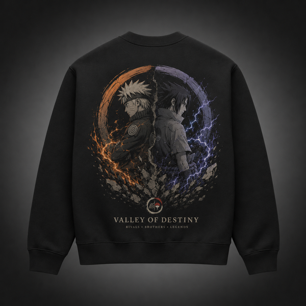Black sweatshirt with Naruto Uzumaki & Sasuke Uchiha Naruto Valley Of Destiny graphic – photo 1