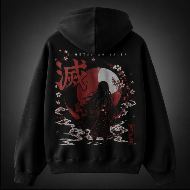 Black hoodie with Nezuko Kamado Demon Slayer Blossom Moon Nezuko graphic – photo 1
