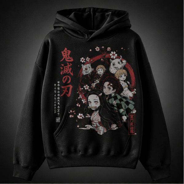 Black hoodie with Nezuko Kamado Demon Slayer Blossom Moon Nezuko graphic – photo 2