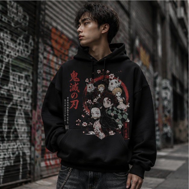 Black hoodie with Nezuko Kamado Demon Slayer Blossom Moon Nezuko graphic – photo 4
