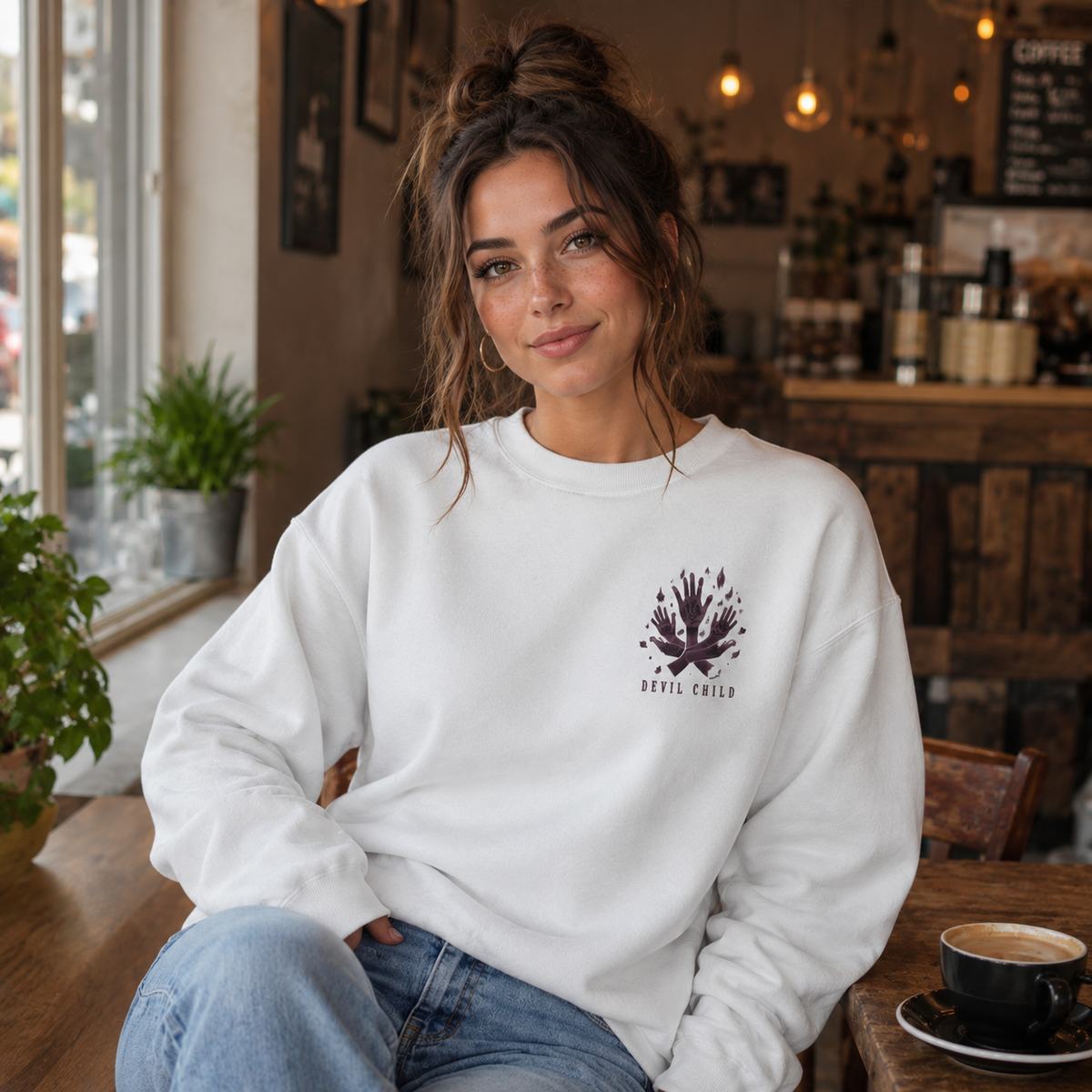 White sweatshirt with Nico Robin One Piece Demonio Fleur graphic – photo 4