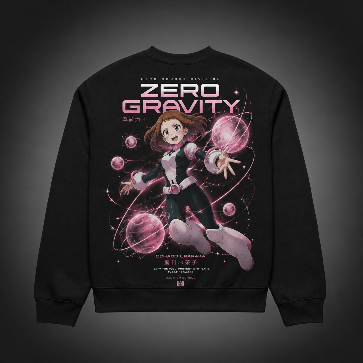 Black sweatshirt with Ochaco Uraraka My Hero Academia Zero Gravity graphic – photo 1