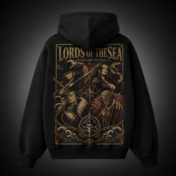 Black hoodie with One Piece Lords Of The Sea graphic – photo 1