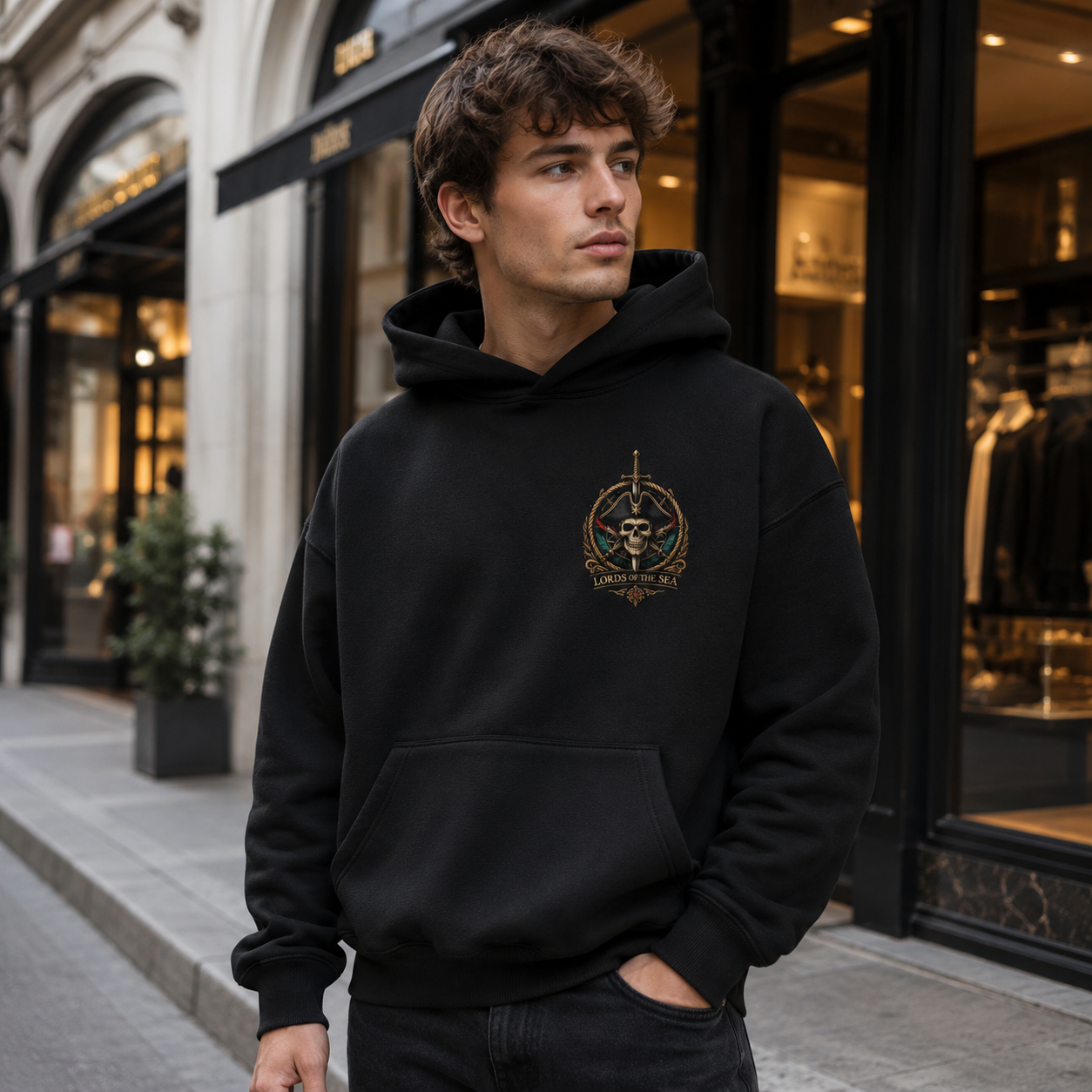 Black hoodie with One Piece Lords Of The Sea graphic – photo 4