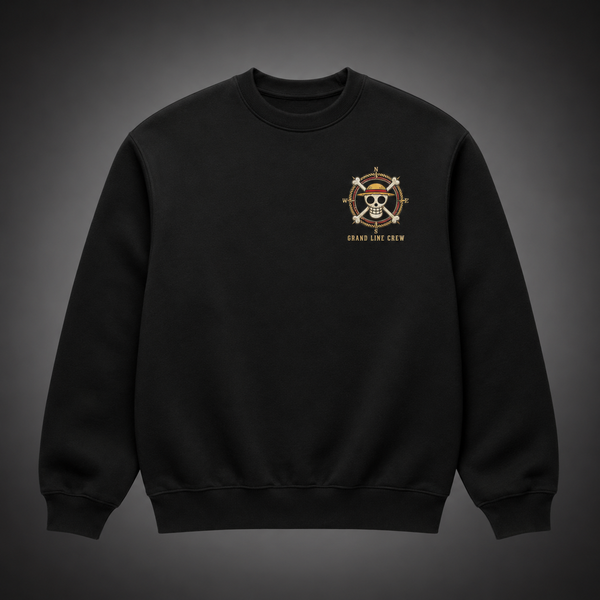 Black sweatshirt with One Piece Set Sail Crew graphic – photo 2