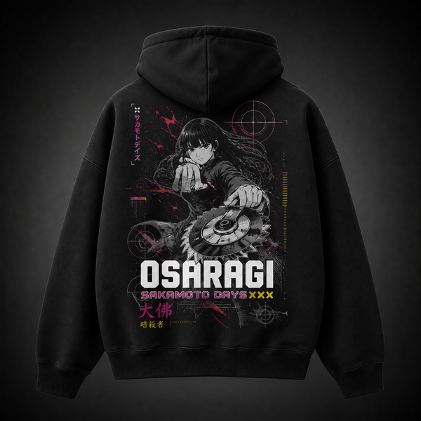 Black hoodie with Osaragi Sakamoto Days Osaragi Assassin graphic – photo 1
