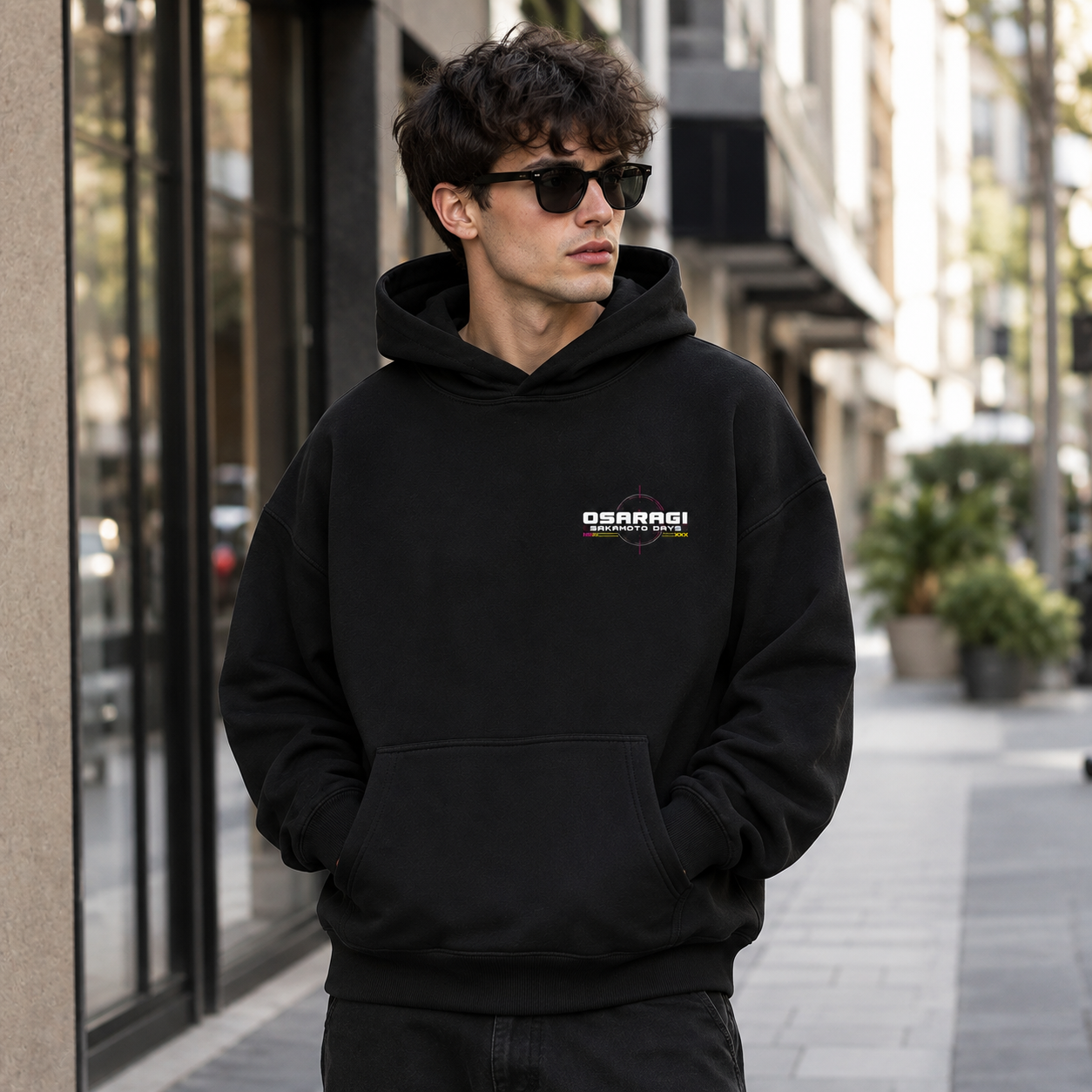 Black hoodie with Osaragi Sakamoto Days Osaragi Assassin graphic – photo 4