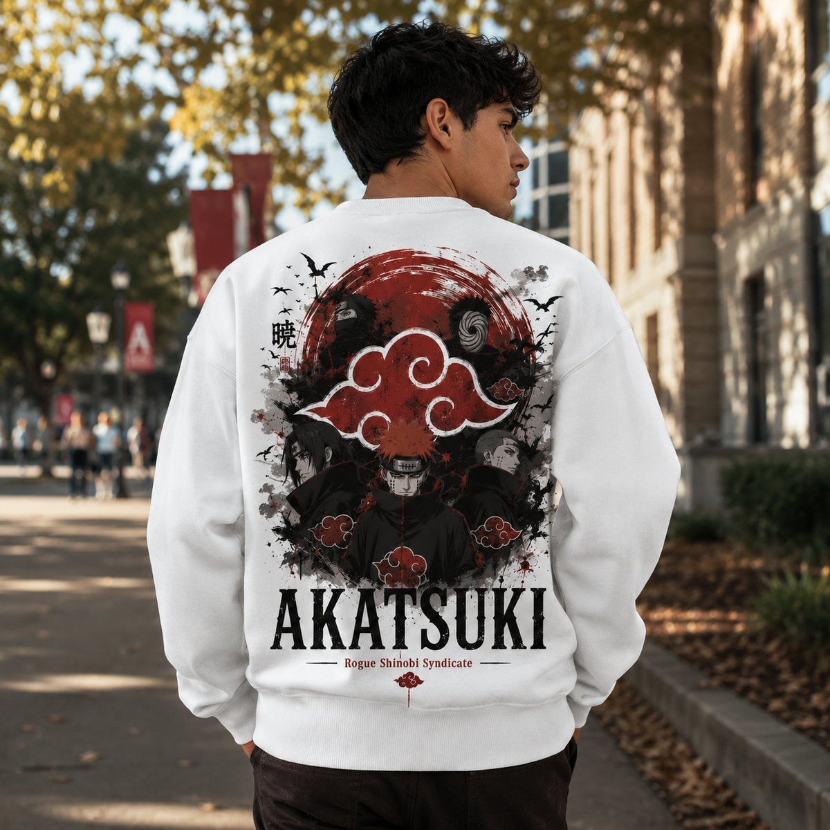 White sweatshirt with Pain Naruto Akatsuki Syndicate graphic – photo 3