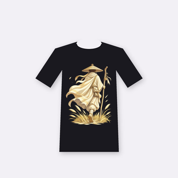 Pale Wanderer original anime-inspired graphic on a black oversize tee