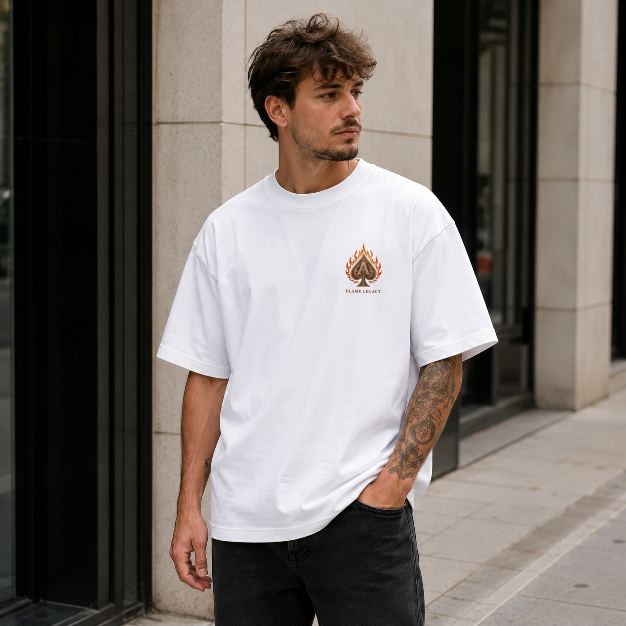 White t-shirt with Portgas D. Ace One Piece Flame Legacy graphic – photo 3