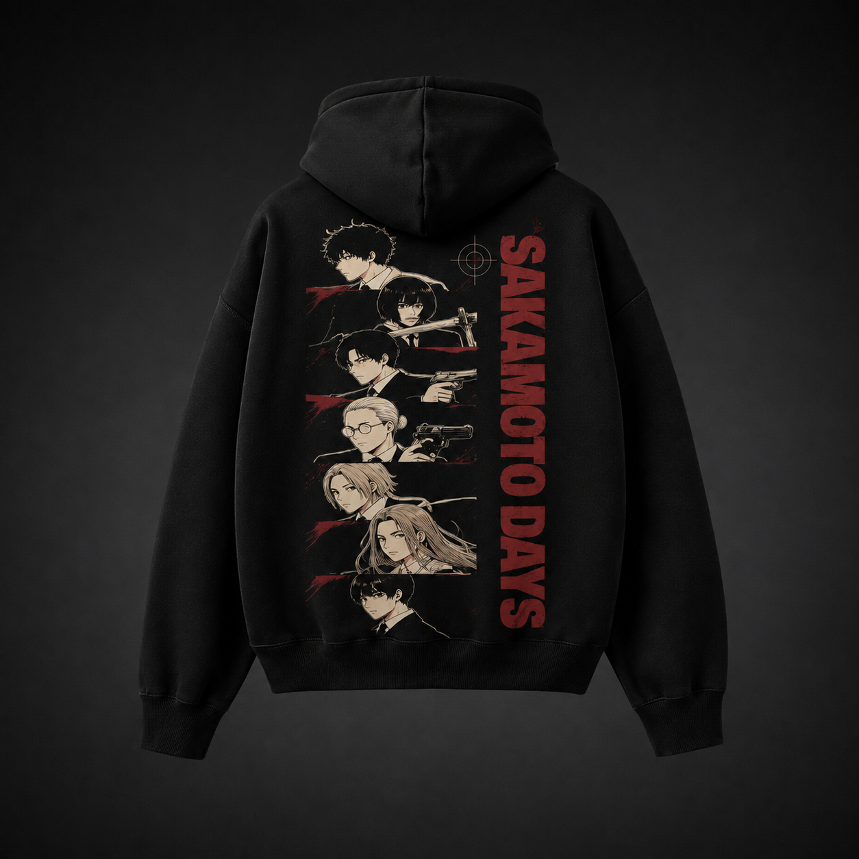 Black hoodie with Sakamoto Days Assassin Lineup graphic – photo 1