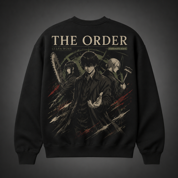 Black sweatshirt with Sakamoto Days The Order graphic – photo 1