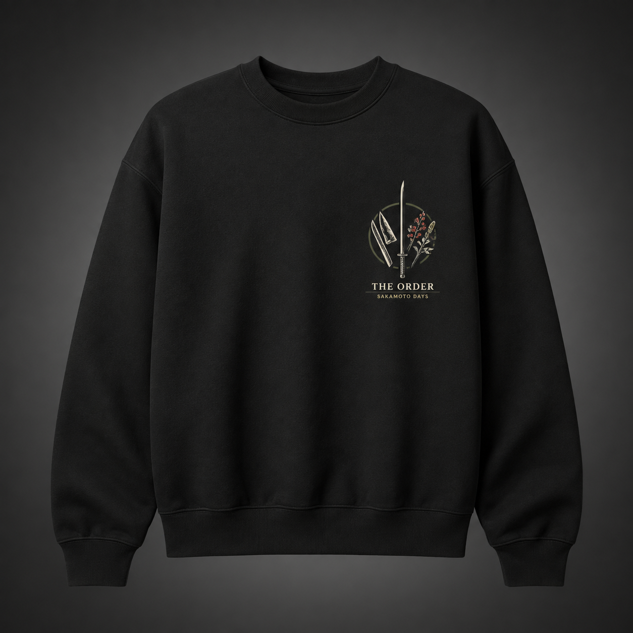 Black sweatshirt with Sakamoto Days The Order graphic – photo 2