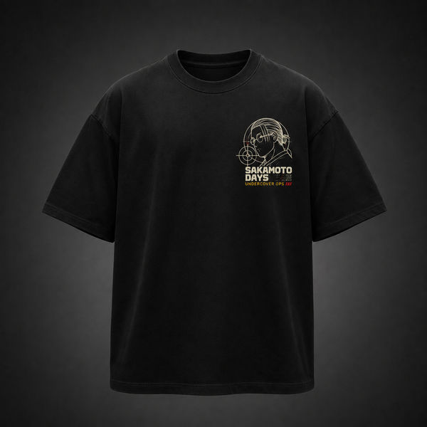 Black t-shirt with Sakamoto Days Undercover Ops Dossier graphic – photo 2