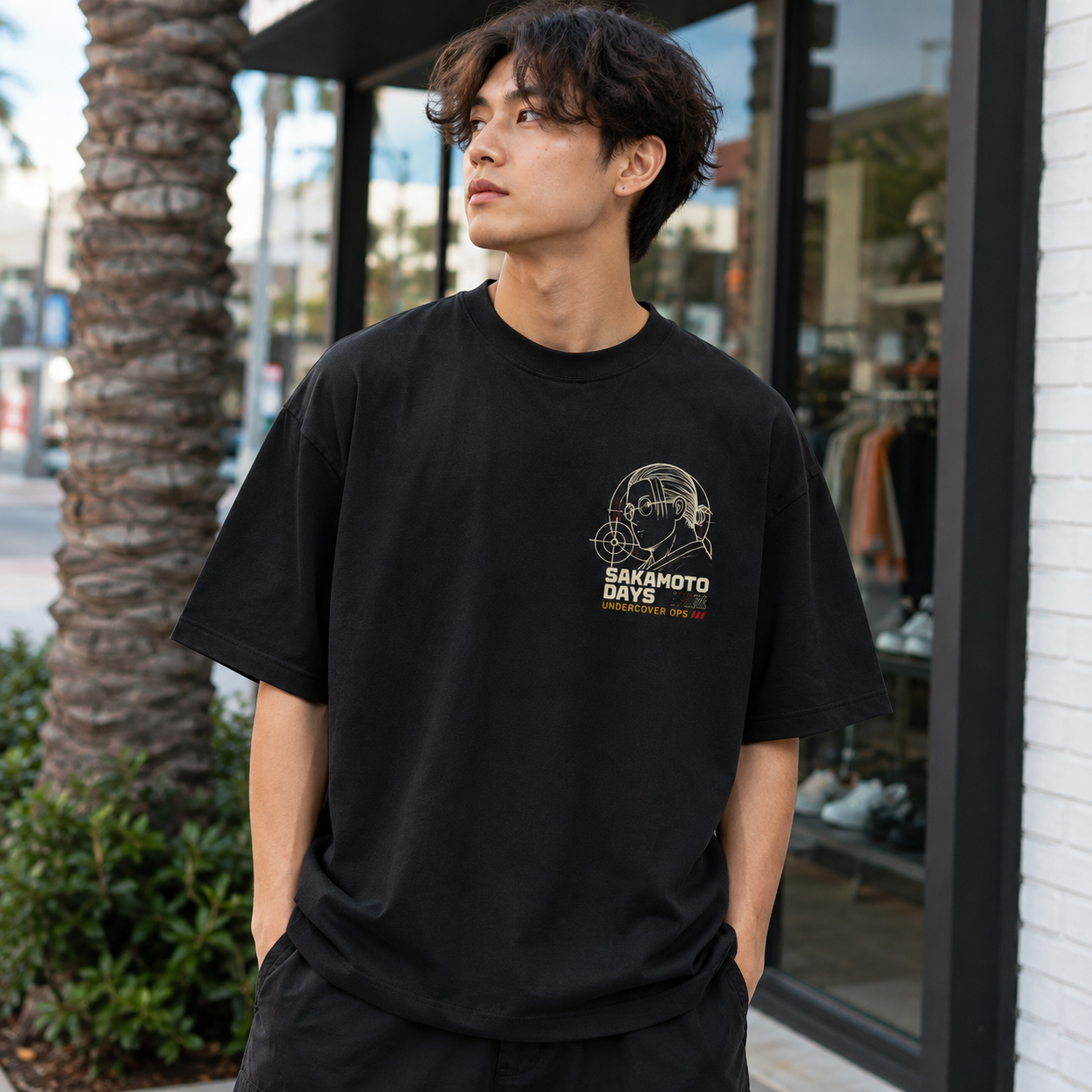 Black t-shirt with Sakamoto Days Undercover Ops Dossier graphic – photo 4