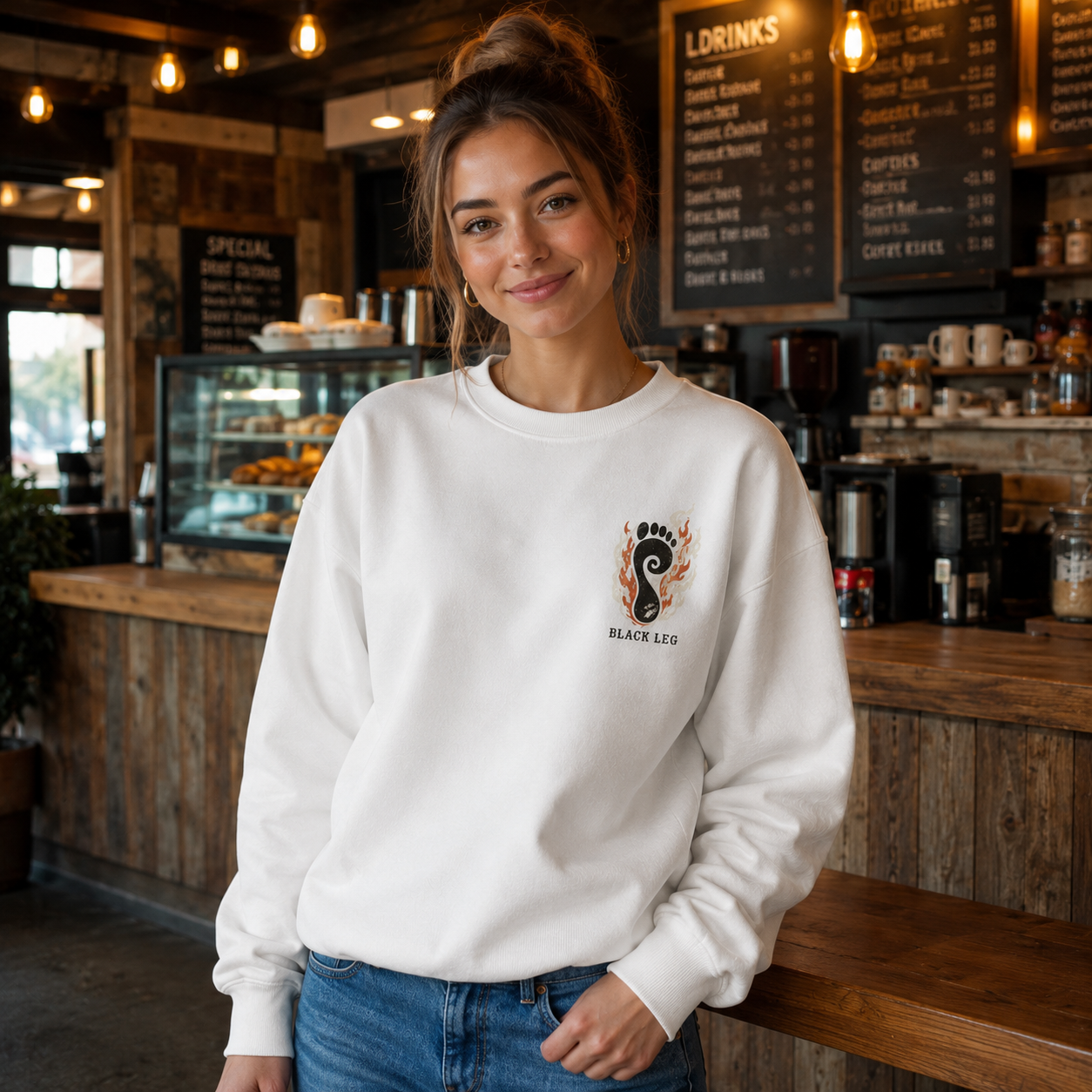 White sweatshirt with Sanji One Piece Diable Jambe graphic – photo 4