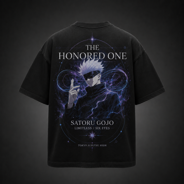 Black t-shirt with Satoru Gojo Jujutsu Kaisen The Honored One graphic – photo 1