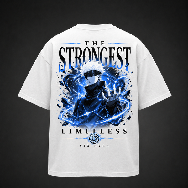 White t-shirt with Satoru Gojo Jujutsu Kaisen The Strongest Limitless graphic – photo 1