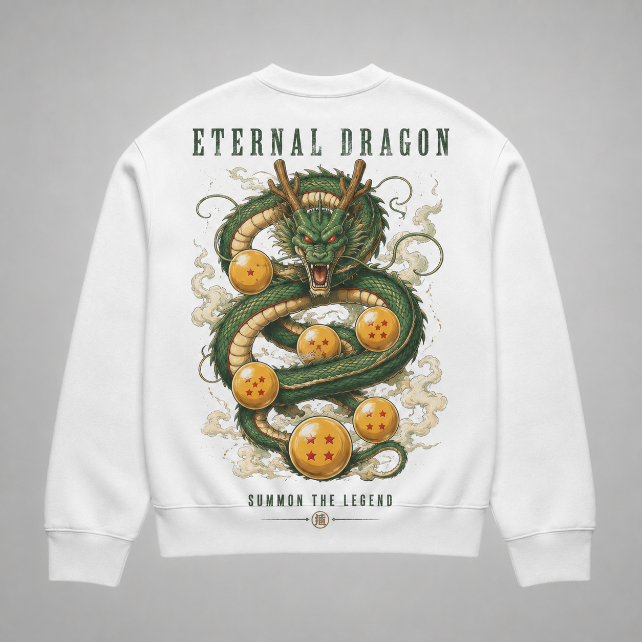 White sweatshirt with Shenron Dragon Ball Eternal Ascension graphic – photo 1