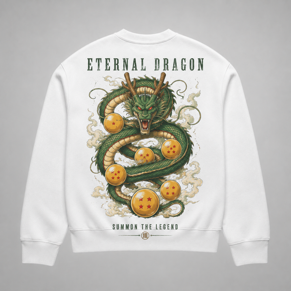White sweatshirt with Shenron Dragon Ball Eternal Ascension graphic – photo 1
