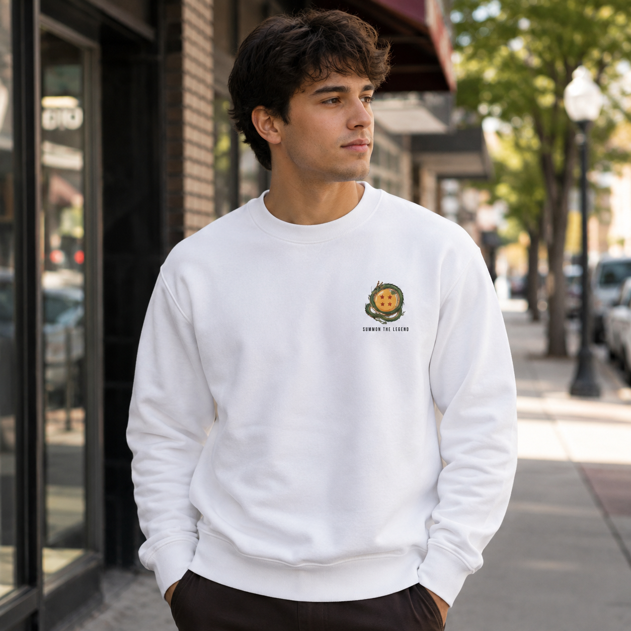 White sweatshirt with Shenron Dragon Ball Eternal Ascension graphic – photo 4