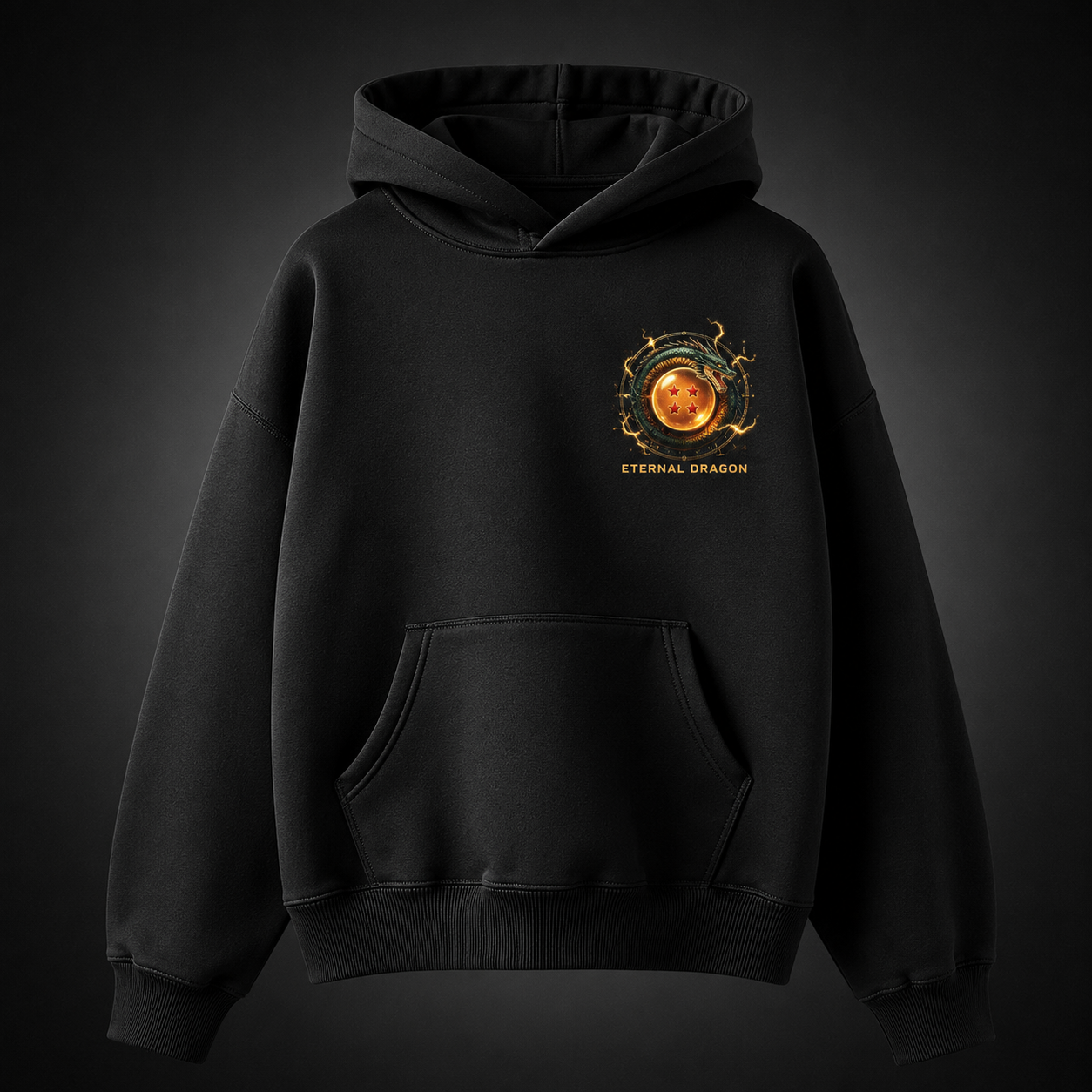 Black hoodie with Shenron Dragon Ball Eternal Dragon graphic – photo 2