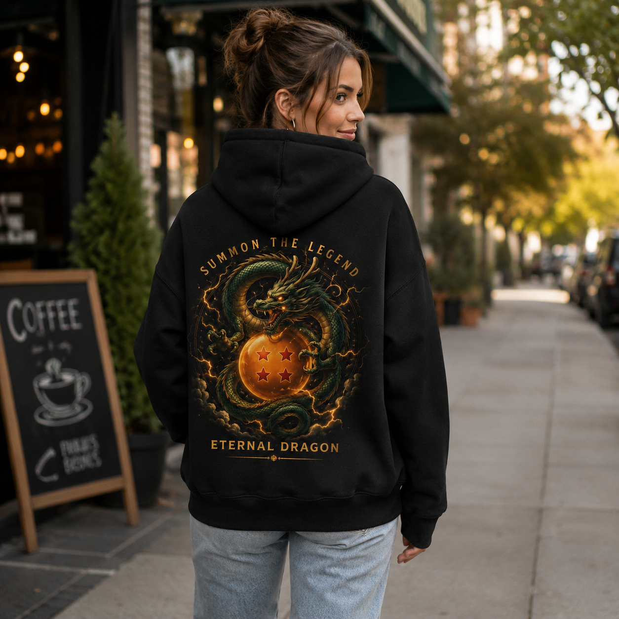 Black hoodie with Shenron Dragon Ball Eternal Dragon graphic – photo 3