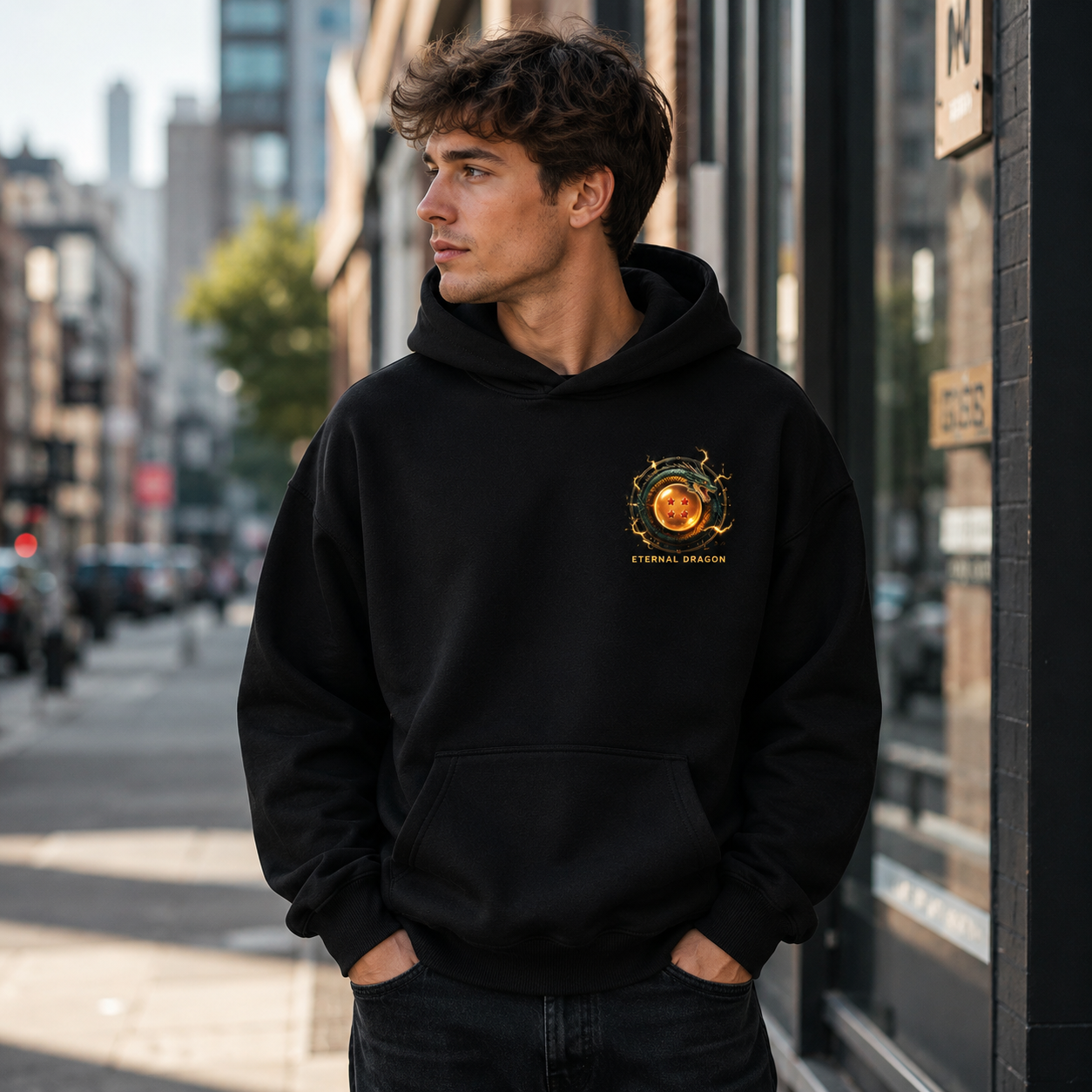Black hoodie with Shenron Dragon Ball Eternal Dragon graphic – photo 4
