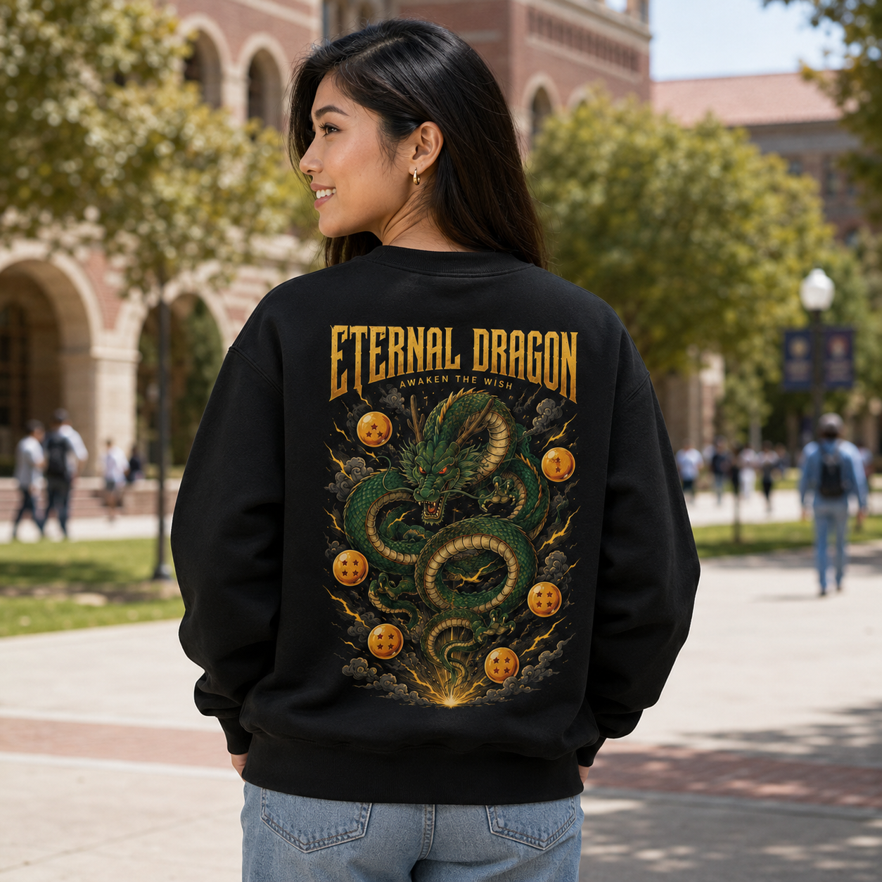 Black sweatshirt with Shenron Dragon Ball Eternal Dragon graphic – photo 3
