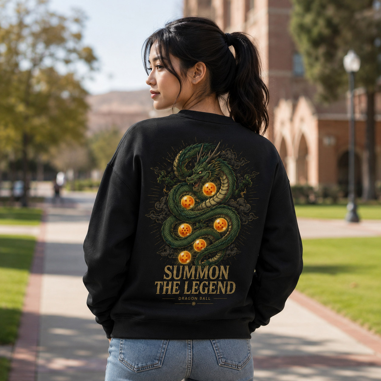 Black sweatshirt with Shenron Dragon Ball Legend Rising graphic – photo 3