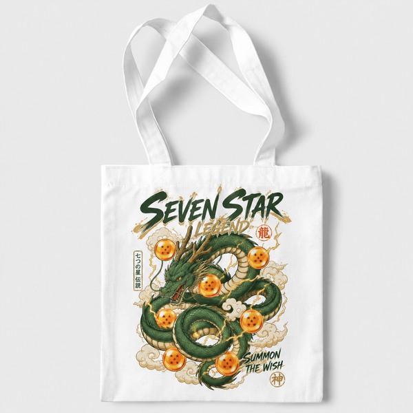 White tote bag with Shenron Dragon Ball Seven Star Legend graphic – photo 1