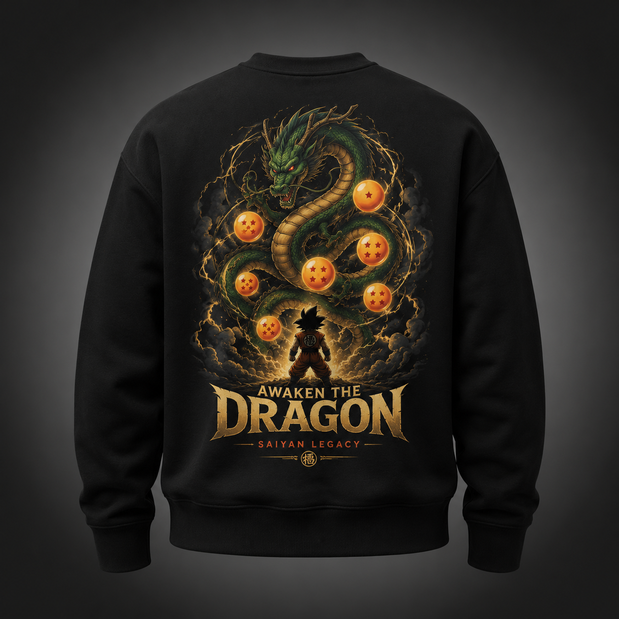 Black sweatshirt with Shenron & Goku Dragon Ball Awaken The Dragon graphic – photo 1
