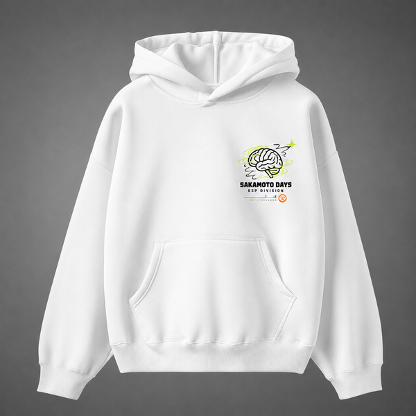 White hoodie with Shin Asakura Sakamoto Days Read The Room graphic – photo 2