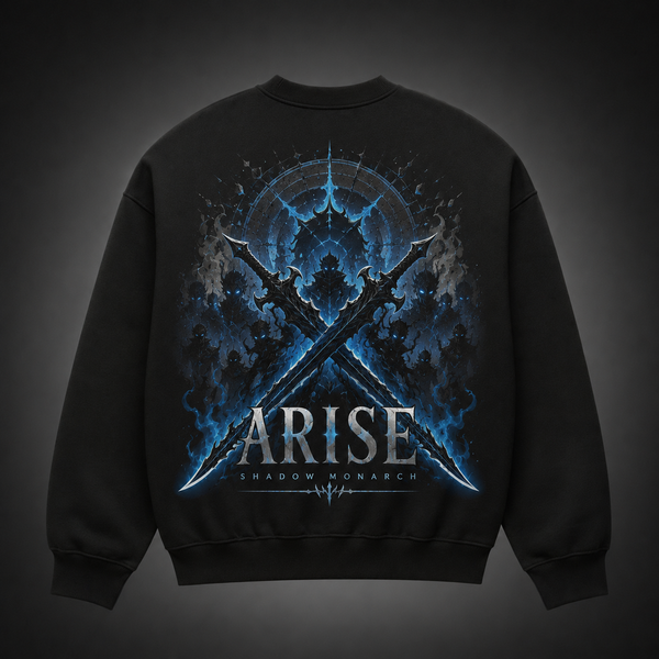 Black sweatshirt with Solo Leveling Arise Crossed Blades graphic – photo 1
