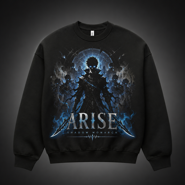 Black sweatshirt with Solo Leveling Arise Crossed Blades graphic – photo 2