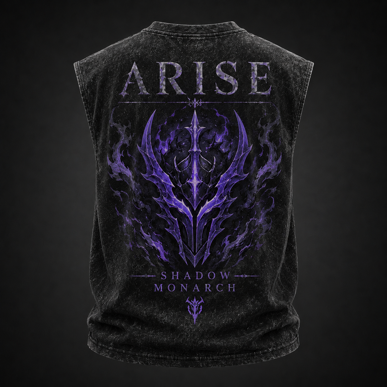 Washed black tank top with Solo Leveling Arise Emblem graphic – photo 1