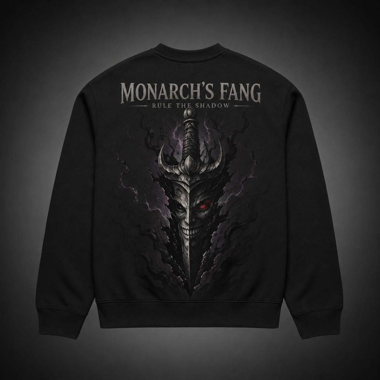 Black sweatshirt with Solo Leveling Monarch's Fang graphic – photo 1