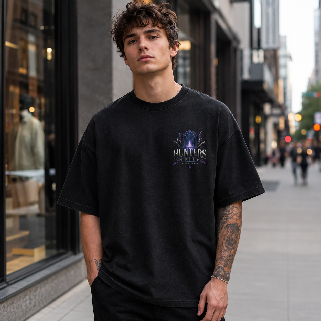 Black t-shirt with Solo Leveling S-Rank Raid graphic – photo 4