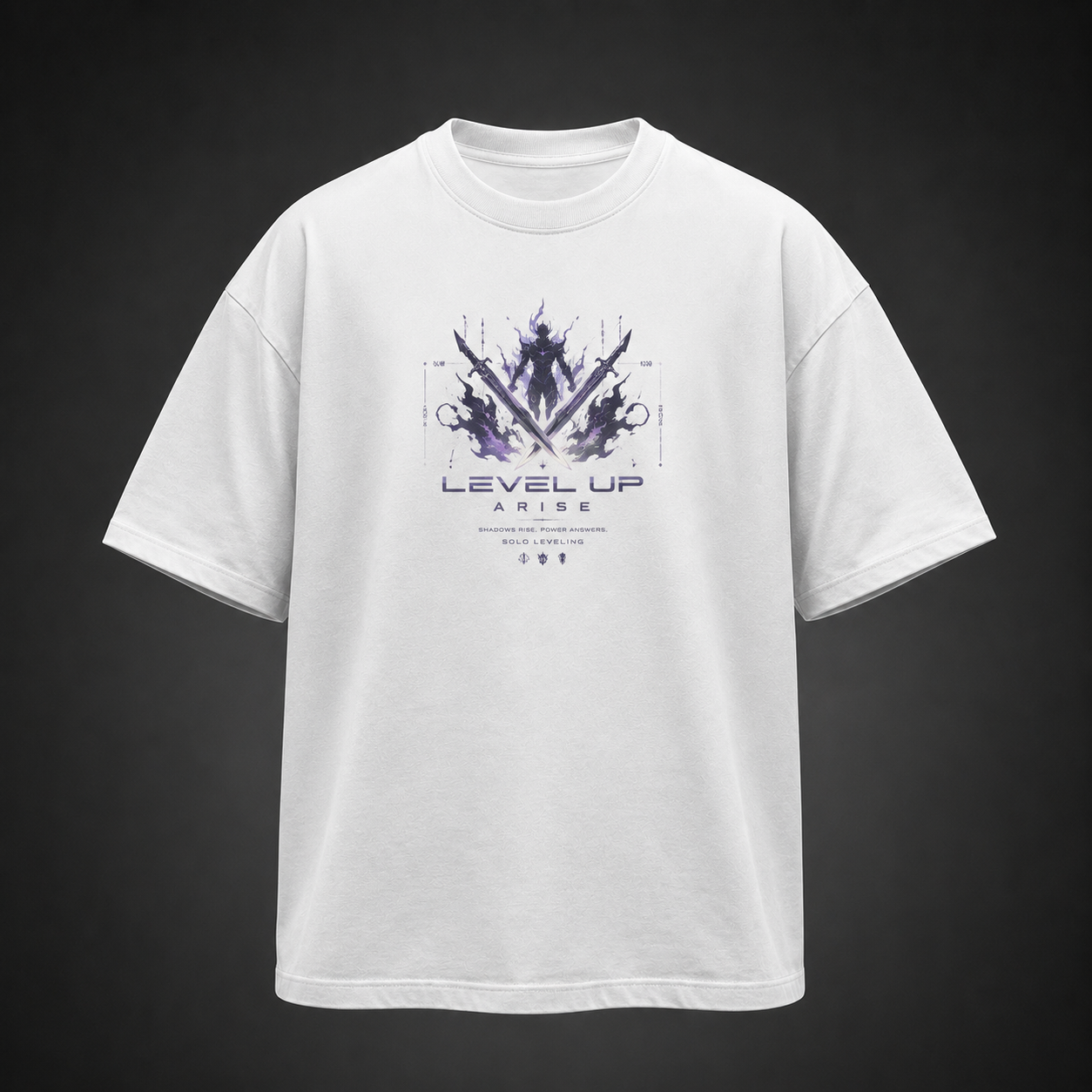 White t-shirt with Solo Leveling Shadow Knight Ascension graphic – photo 2