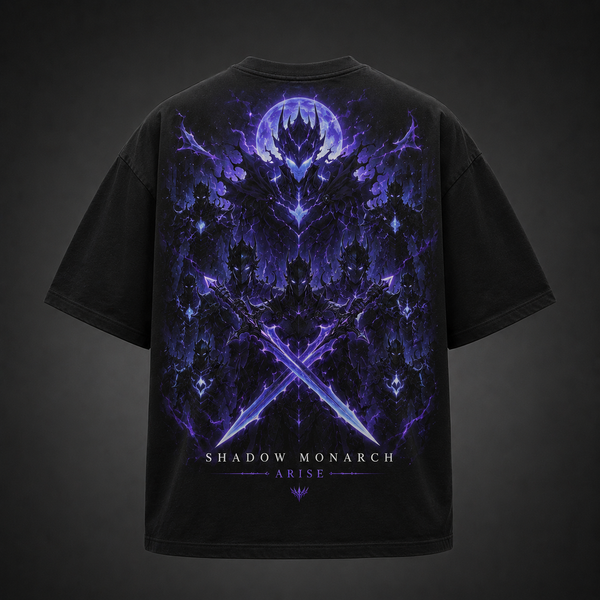 Black t-shirt with Solo Leveling Shadow Monarch Arise graphic – photo 1