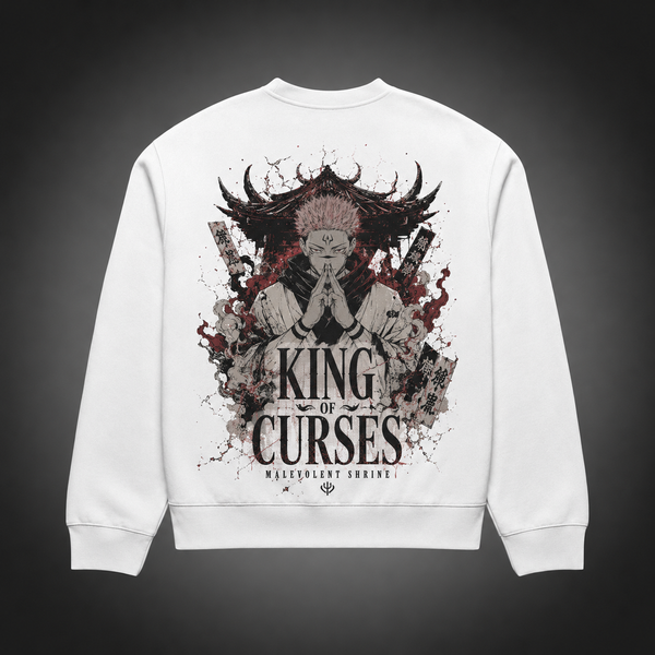 White sweatshirt with Sukuna Jujutsu Kaisen King Of Curses graphic – photo 1