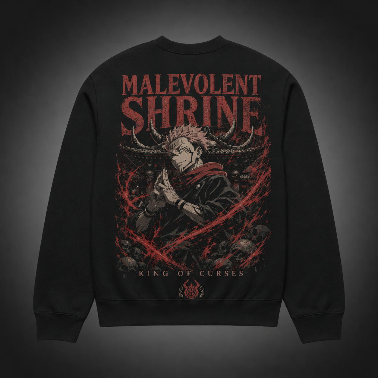 Black sweatshirt with Sukuna Jujutsu Kaisen Malevolent Shrine graphic – photo 1