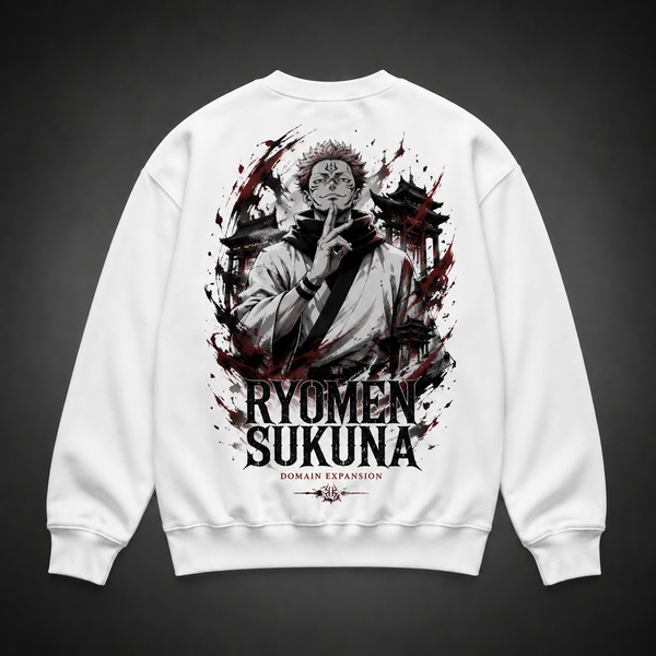 White sweatshirt with Sukuna Jujutsu Kaisen Ryomen Sukuna graphic – photo 1