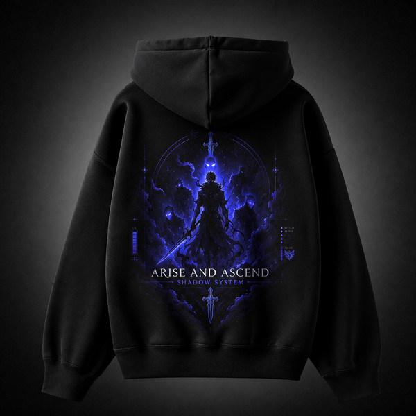 Black hoodie with Sung Jin-Woo Solo Leveling Arise And Ascend graphic – photo 1