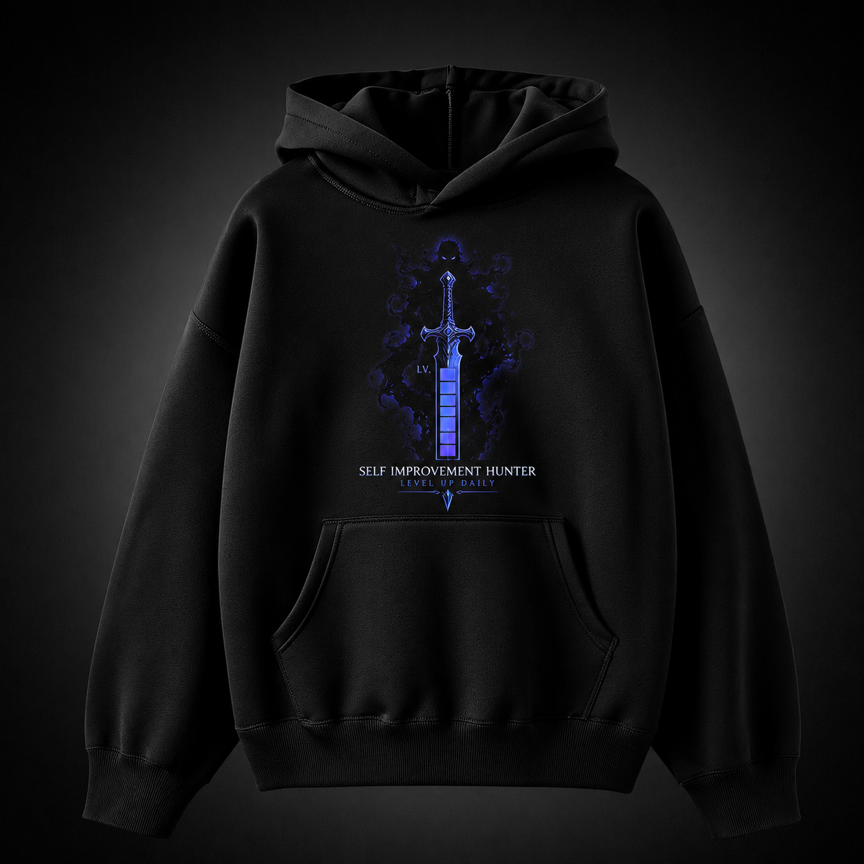 Black hoodie with Sung Jin-Woo Solo Leveling Arise And Ascend graphic – photo 2