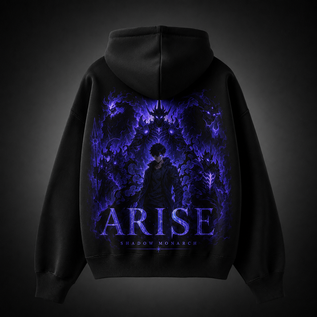 Black hoodie with Sung Jin-Woo Solo Leveling Arise Dragon Shadows graphic – photo 1