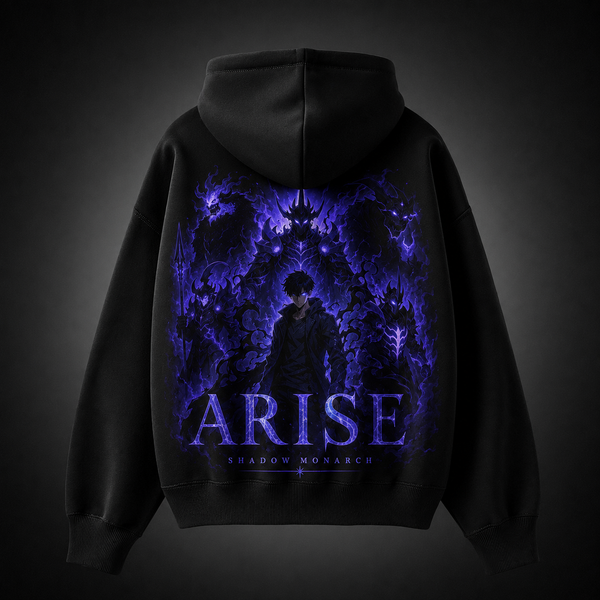Black hoodie with Sung Jin-Woo Solo Leveling Arise Dragon Shadows graphic – photo 1