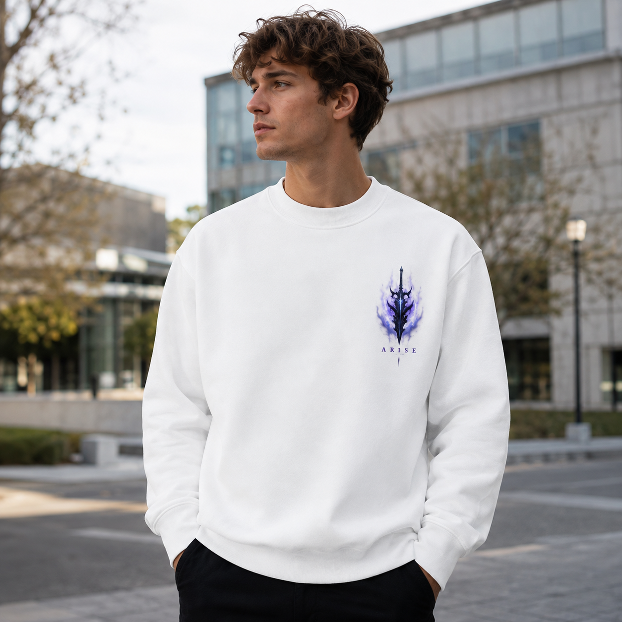 White sweatshirt with Sung Jin-Woo Solo Leveling Arise From The Darkness graphic – photo 4